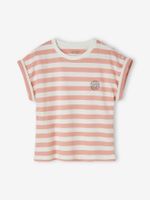 Personaliseerbare babyhemdje voor pasgeborenen van gaaskatoen roze, gestreept - thumbnail