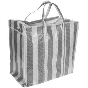 Dekens en kussens opbergtas wit/grijs 55 x 55 x 30 cm - Shoppers