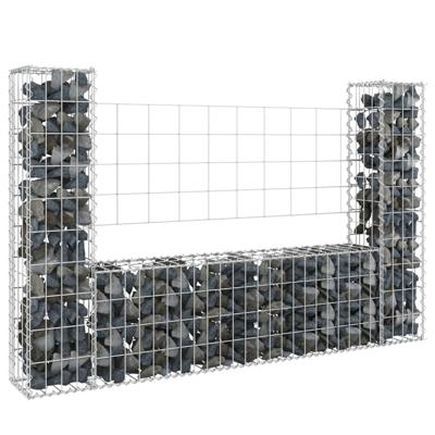 Schanskorf U-vormig met 2 palen 140x20x100 cm ijzer