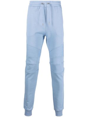 Balmain pantalon en coton à taille élastiquée - Bleu