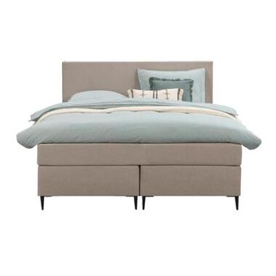 Boxspring Liv egaal - beige - 140x200 cm - slanke poot - Leen Bakker