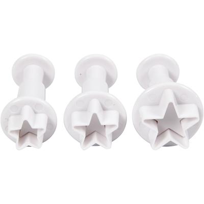 Creativ Company Uitsteekvormen met stempel, ster, d 2,1+2,3+2,6 cm, wit, 3 stuk/ 1 doos