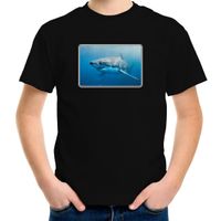 Dieren t-shirt met haaien foto zwart voor kinderen