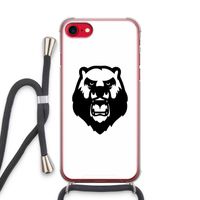 Angry Bear (white): iPhone SE 2020 Transparant Hoesje met koord
