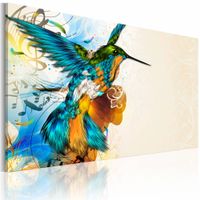 Schilderij - Vogel’s Muziek, print op canvas, wanddecoratie,  1luik , multikleur - thumbnail