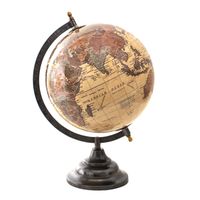 Clayre & Eef Wereldbol 22x33 cm Beige Bruin Hout Metaal Globe Beige Globe - thumbnail