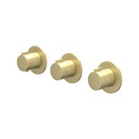 Afbouwdeel IVY Pact Inbouwthermostaat 2 Stopkranen Symmetry Met Ronde Rozetten Geborsteld Mat Goud PVD