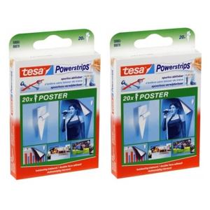 Tesa Powerstrips ophang gummetjes - 40x stuks - zelfklevend - poster strips