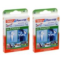 Tesa Powerstrips ophang gummetjes - 40x stuks - zelfklevend - poster strips Tesa Powerstrips ophang gummetjes - 40x stuks - zelfklevend - poster strips