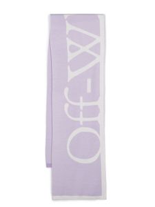 Off-White écharpe en laine vierge à patch logo - Violet