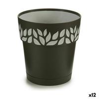 Zelfwaterende bloempot Stefanplast Cloe Antraciet Plastic 15 x 15 x 15 cm (12 Stuks)