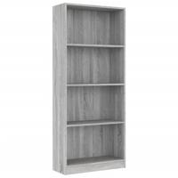 vidaXL Boekenkast 4 schappen 60x24x142 cm bewerkt hout grijs sonoma