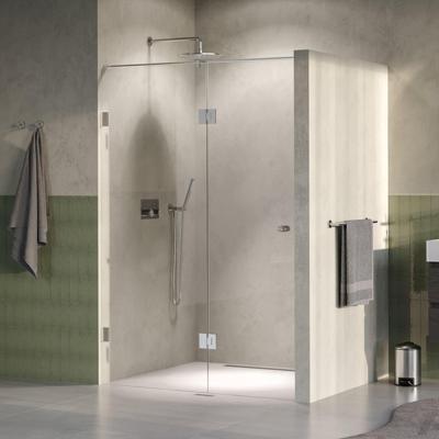BRAUER Void Carving Nisdeur - 2-delig - 130x200cm - 60cm draaideur aan glas - glascoating - omkeerbaar - helder glas - Geborsteld RVS PVD GS-VOCN3H6070200NG