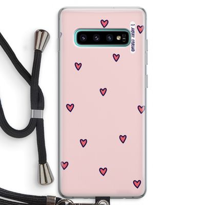 Hartjes: Samsung Galaxy S10 Plus Transparant Hoesje met koord