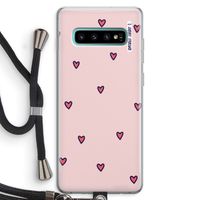 Hartjes: Samsung Galaxy S10 Plus Transparant Hoesje met koord