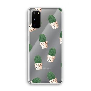 Cactusprint roze: Samsung Galaxy S20 Transparant Hoesje