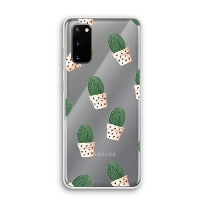 Cactusprint roze: Samsung Galaxy S20 Transparant Hoesje