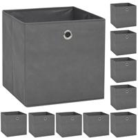 VidaXL Opbergboxen 10 st 32x32x32 cm nonwoven stof grijs