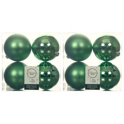 Decoris Kerstballen - 16x st - groen - D10 cm - kunststof - kerstversiering Decoris Kerstballen - 16x st - groen - D10 cm - kunststof - kerstversiering