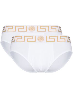 Versace slip à bande Greca - Blanc