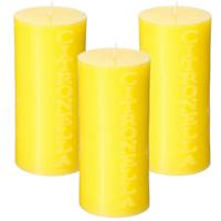 Citronella stomp kaars - 3x stuks - 64 branduren - geel