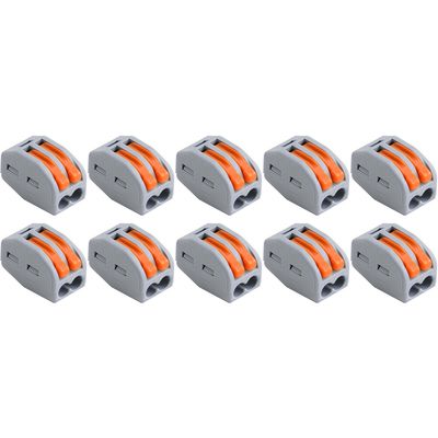 Lasklem Set 10 Stuks - 2 Polig met Klemmetjes - Grijs/Oranje