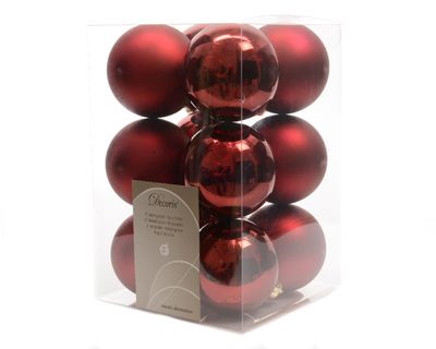 Kerstbal plastic glans-mat/60mm/ossenbloed - Ksd
