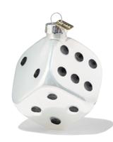 HEMA Kersthanger 7cm glas dobbelsteen