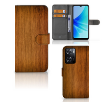 PPO A57 | A57s | A77 4G Book Style Case Donker Hout - thumbnail