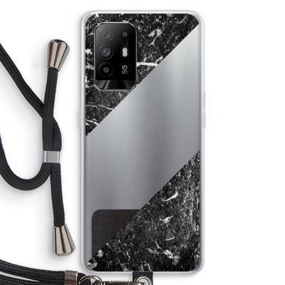 Zwart marmer: Oppo A95 5G Transparant Hoesje met koord