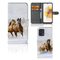 Motorola Moto G73 Telefoonhoesje met Pasjes Paarden