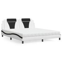 Bed met matras kunstleer wit en zwart 180x200 cm
