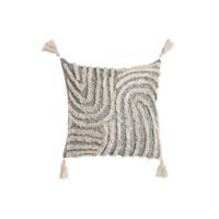Kussen Home ESPRIT Wit Grijs Kwastjes Boho 45 x 15 x 45 cm