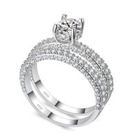 Dubbele rij voor Vrouwenmode Cubic Zirconia bruiloft verlovingsring Ringmaat: 6 (ronde wit goud)