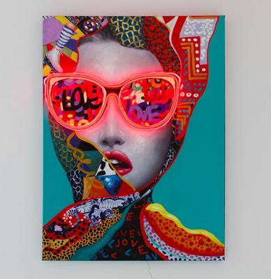 Muurschilderij (LED Neon) - Chic Woman - Klein