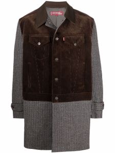 Junya Watanabe MAN manteau en velours côtelé à design à empiècements - Marron