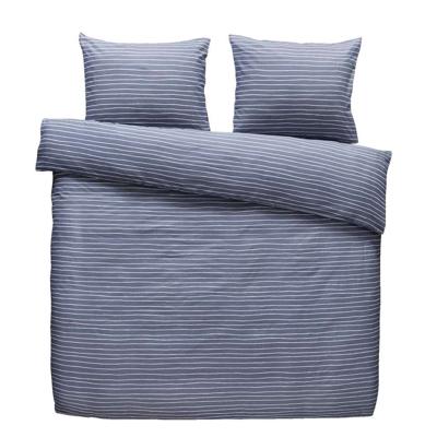 2e Halve Prijs Leen Bakker - Dekbedovertrek Rees - Blauw - 200x200 Cm - Polyester/Katoen - Grijs