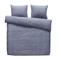 2e Halve Prijs Leen Bakker - Dekbedovertrek Rees - Blauw - 200x200 Cm - Polyester/Katoen - Grijs