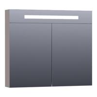 Brauer Promise Deluxe Spiegelkast - 80 cm - met Directe Verlichting - 2 Dubbelzijdige Spiegeldeuren - Mat Taupe