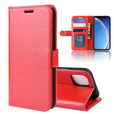 R64 textuur één fold horizontale Flip lederen case voor iPhone 11 met houder & kaartsleuven & portemonnee (rood)