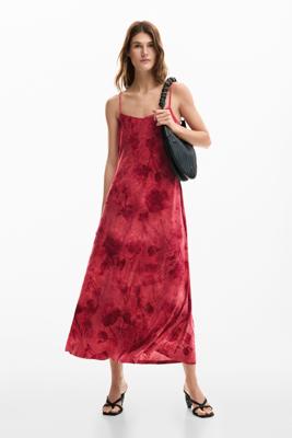 Bloemenjurk met bandjes - RED - L