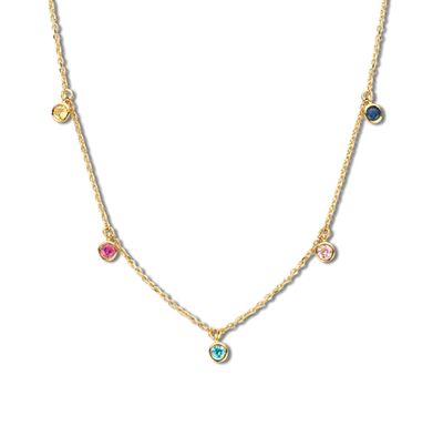 Ketting geelgoud-zirconia goud-en meerkleurig 44 cm