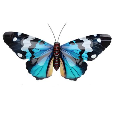 Pro Garden Wanddecoratie vlinder - blauw - 49 x 34 cm - metaal - muurdecoratie / schutting / tuin