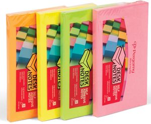 Pergamy notes, ft 76 x 127 mm, 4 geassorteerde neon kleuren, pak van 12 blokken