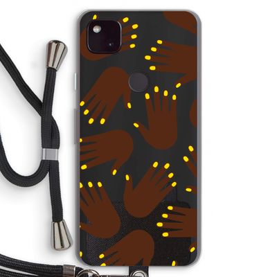 Hands dark: Pixel 4a 5G Transparant Hoesje met koord
