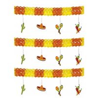 Set van 3x stuks Mexicaanse versiering thema slingers 4 meter - Feestslingers - thumbnail