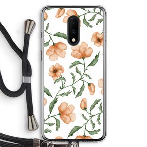 Peachy flowers: OnePlus 7 Transparant Hoesje met koord