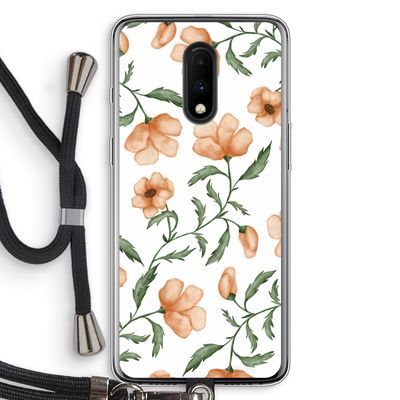 Peachy flowers: OnePlus 7 Transparant Hoesje met koord