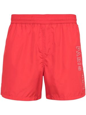 Balmain short de bain à logo métallisé - Rouge