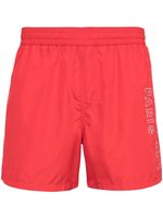 Balmain short de bain à logo métallisé - Rouge